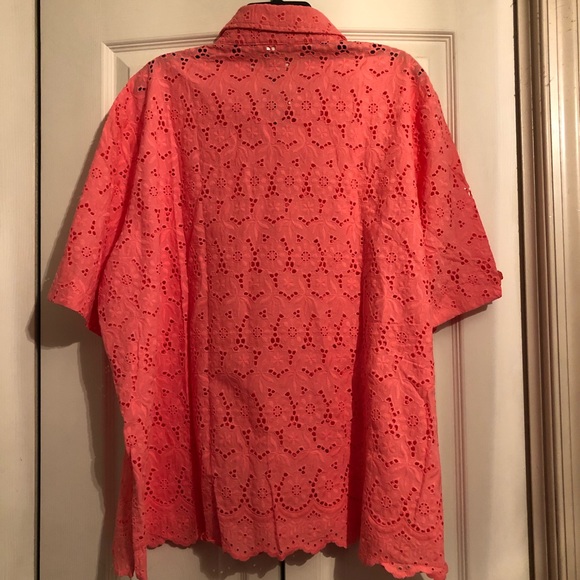 Drapers & Damon's Short Sleeve Eyelet Top 3X - Picture 4 of 4